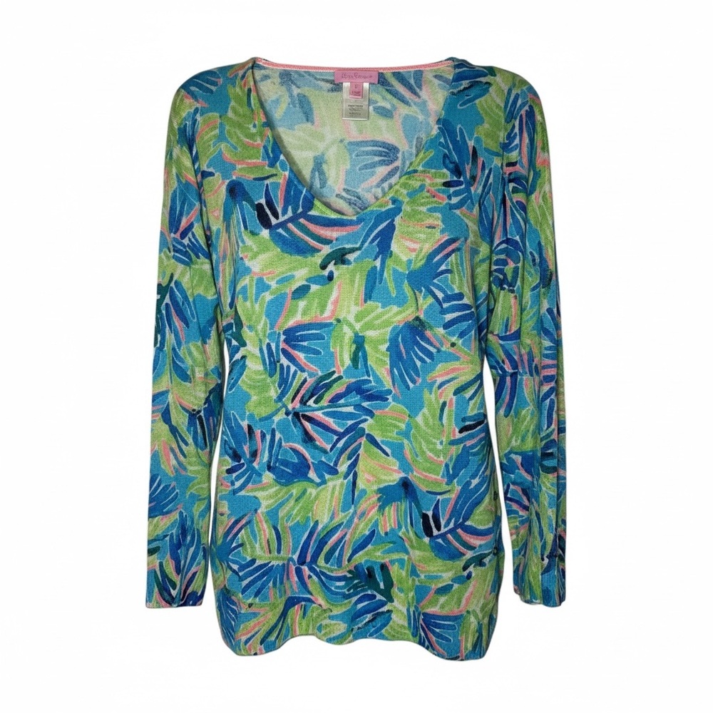 Lilly Pulitzer‎ “Liesel” Linen Sweater – Tropical Print – Size Medium